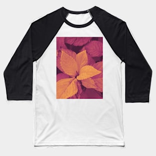 Photo of leaves in a hot orange gradient Baseball T-Shirt